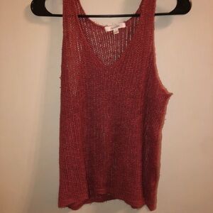 Active USA Ribbed Sleeveless Tank Top Red